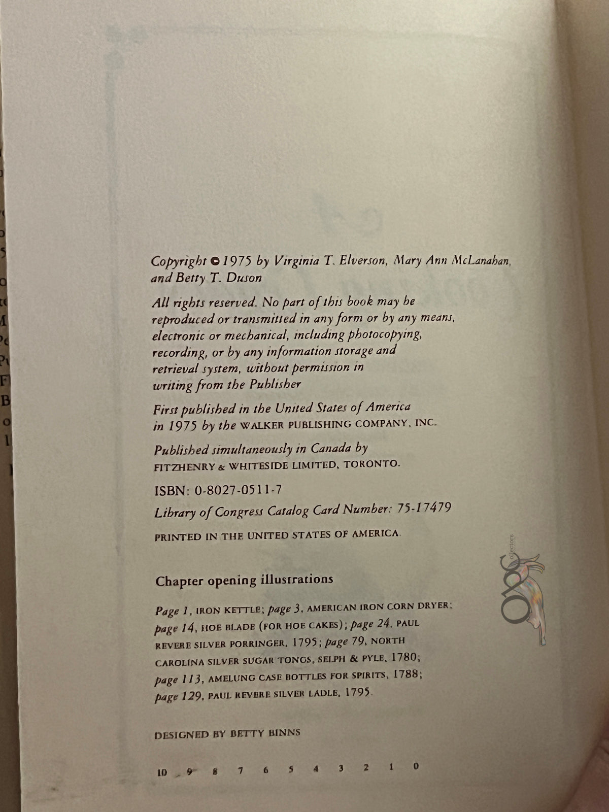 A Cooking Legacy by Virginia T. Elverson and Mary Ann McLanahan, illustrated by Betty T. Duson