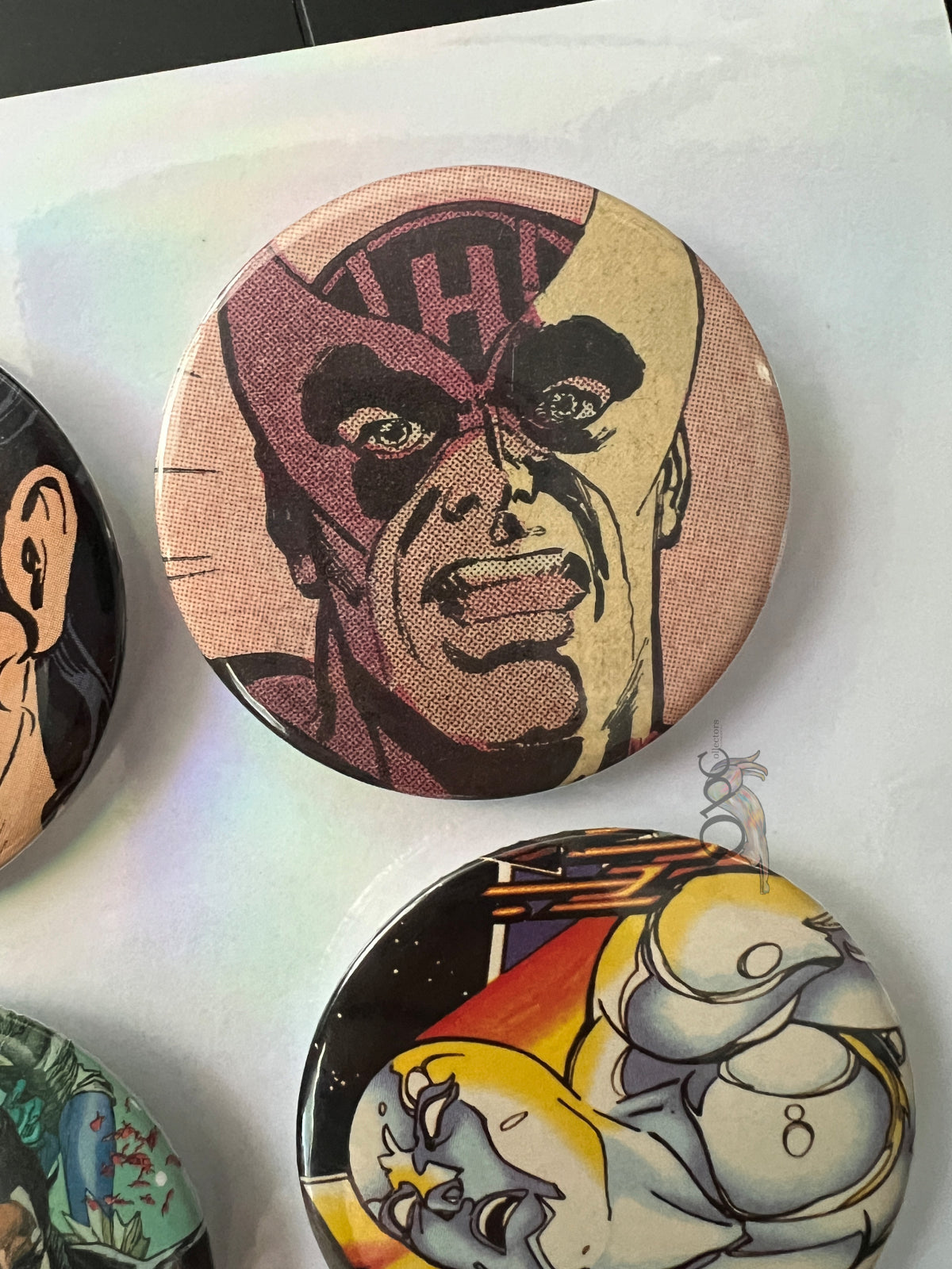 52mm Purple Hawk Guy Go CAW CAW OOAK Button Pinback