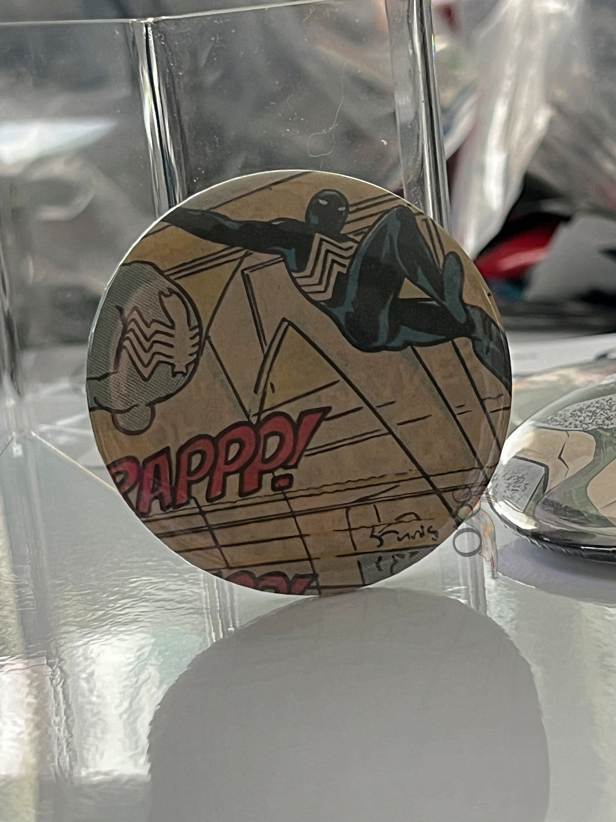 52mm Black Suited Spider-Man OOAK Button Pinback