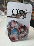 57mm The Waifus OOAK Heart Button Pinback