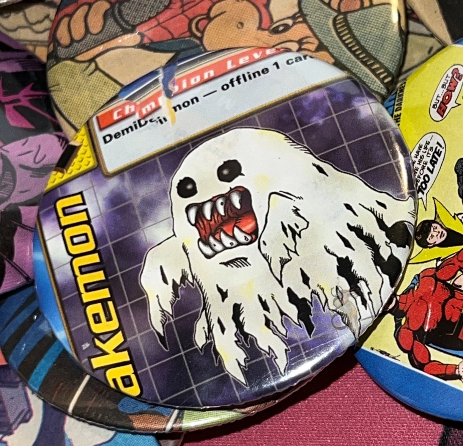 52mm Bakemon -Digimon- OOAK Button Pinback