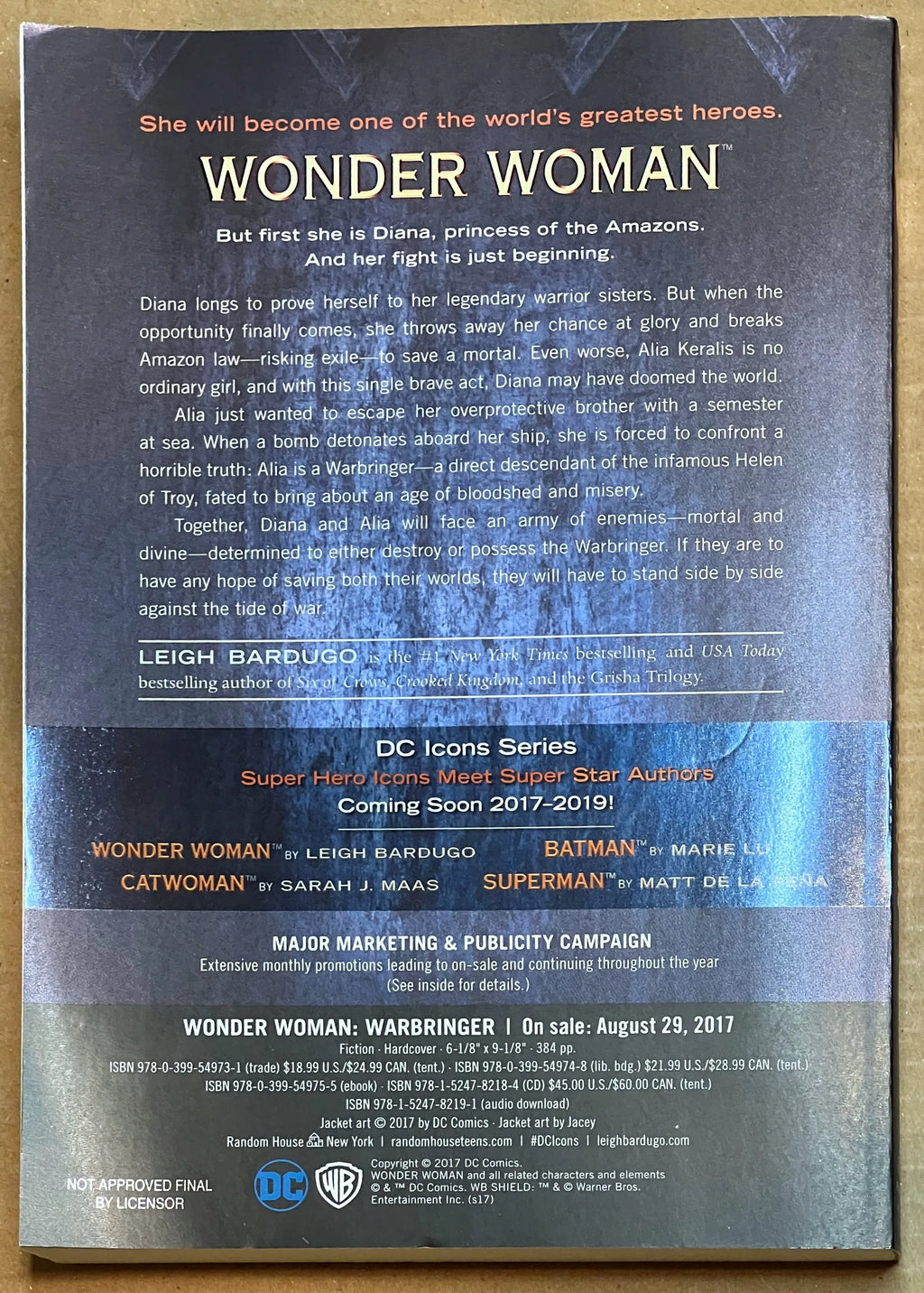 ARC DC Icons Wonder Woman Warbringer by Leigh Bardugo