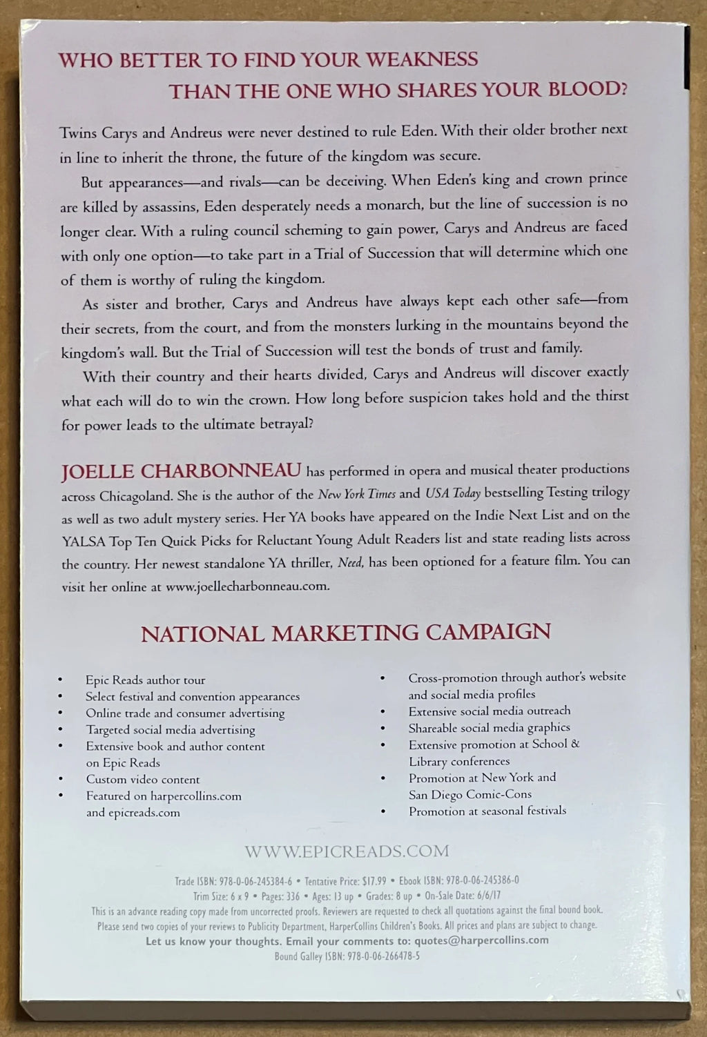 ARC Dividing Eden by Joelle Charbonneau