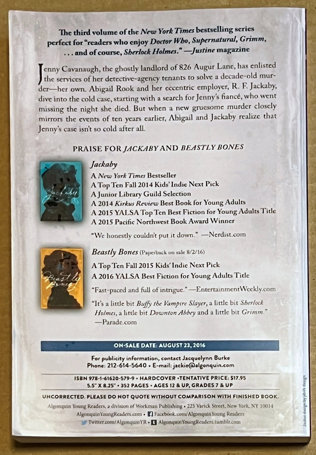 ARC Ghostly Echoes: A Jackaby Novel #3 by William Ritter