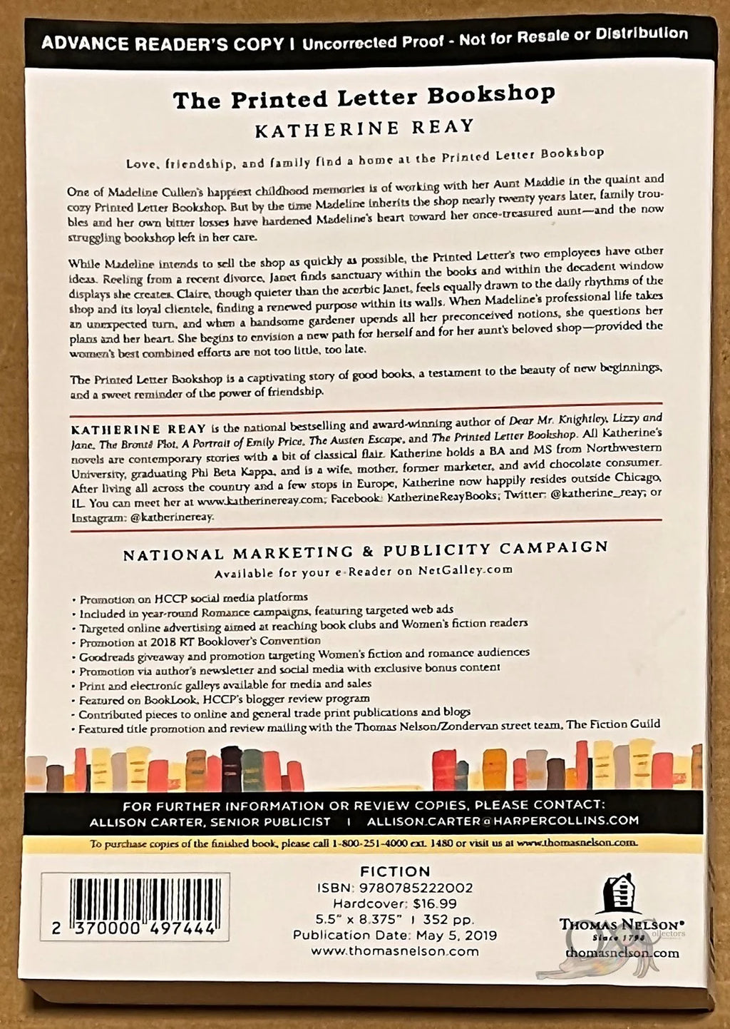 ARC The Printed Letter Bookshop by Katherine Reay