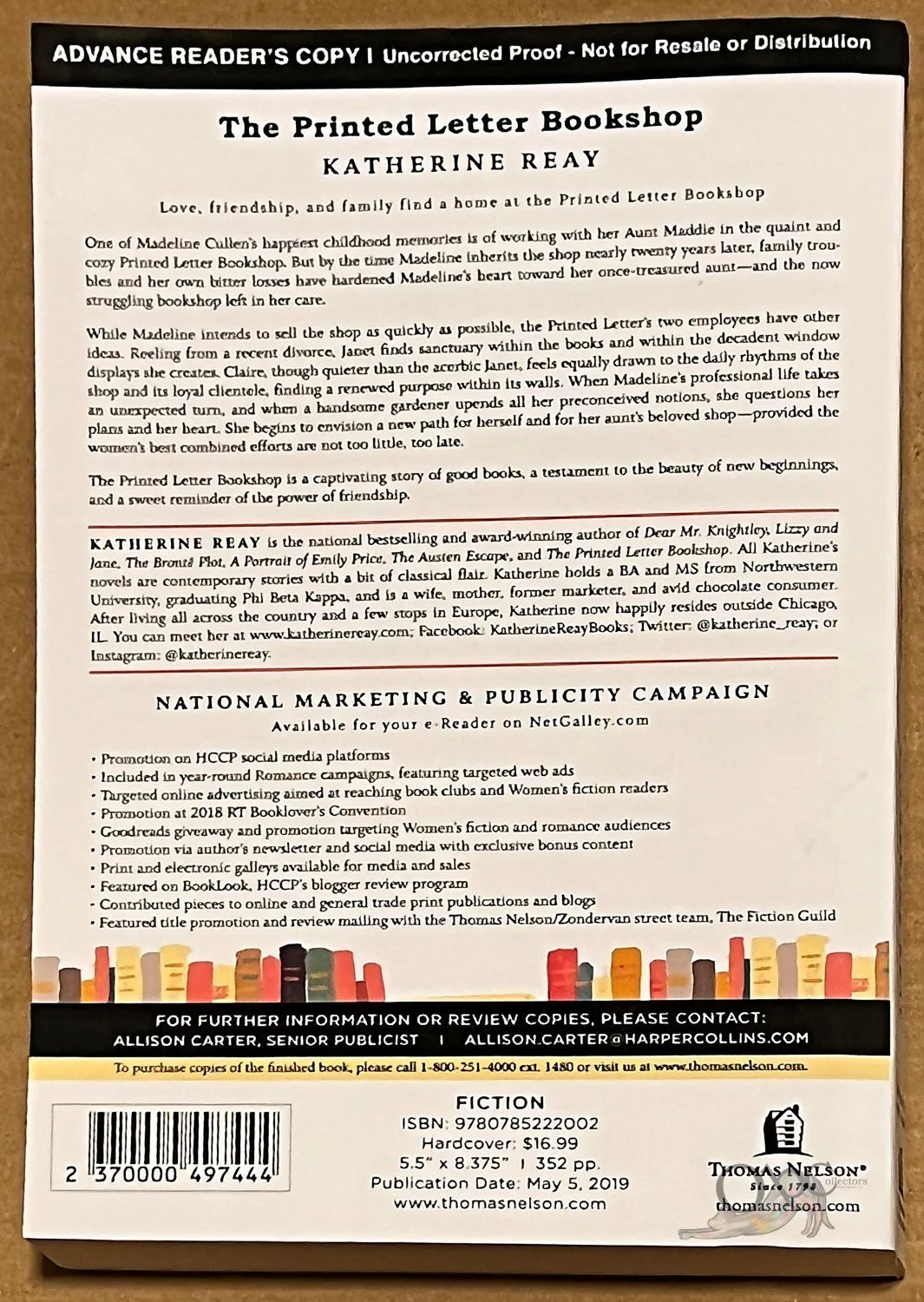 ARC The Printed Letter Bookshop by Katherine Reay