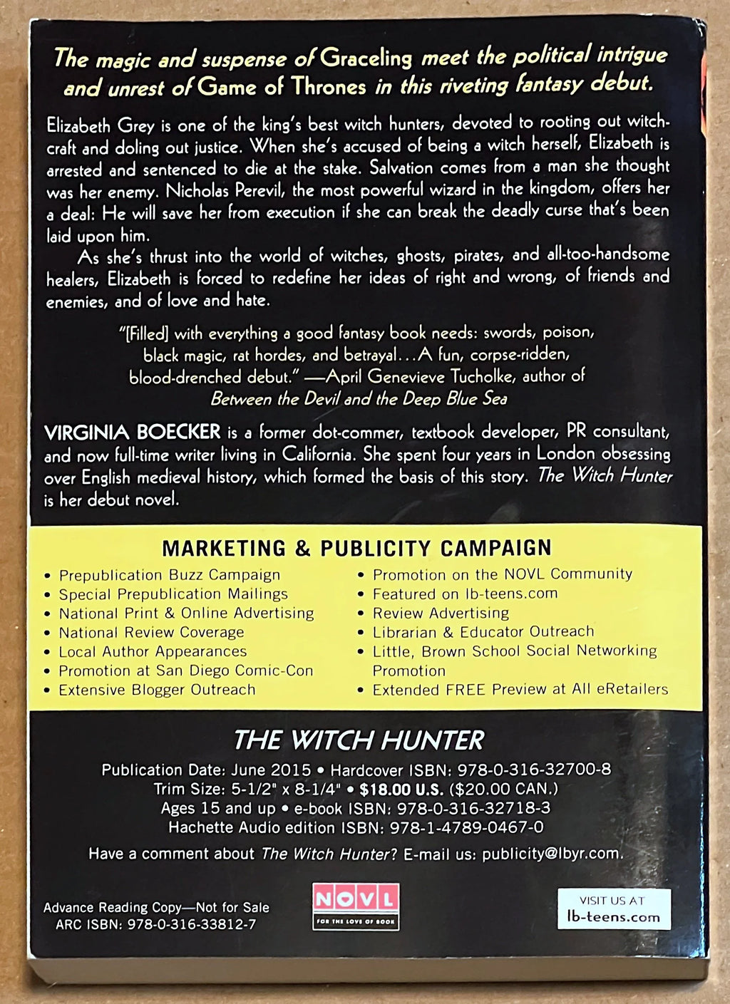 ARC The Witch Hunter by Virginia Boecker