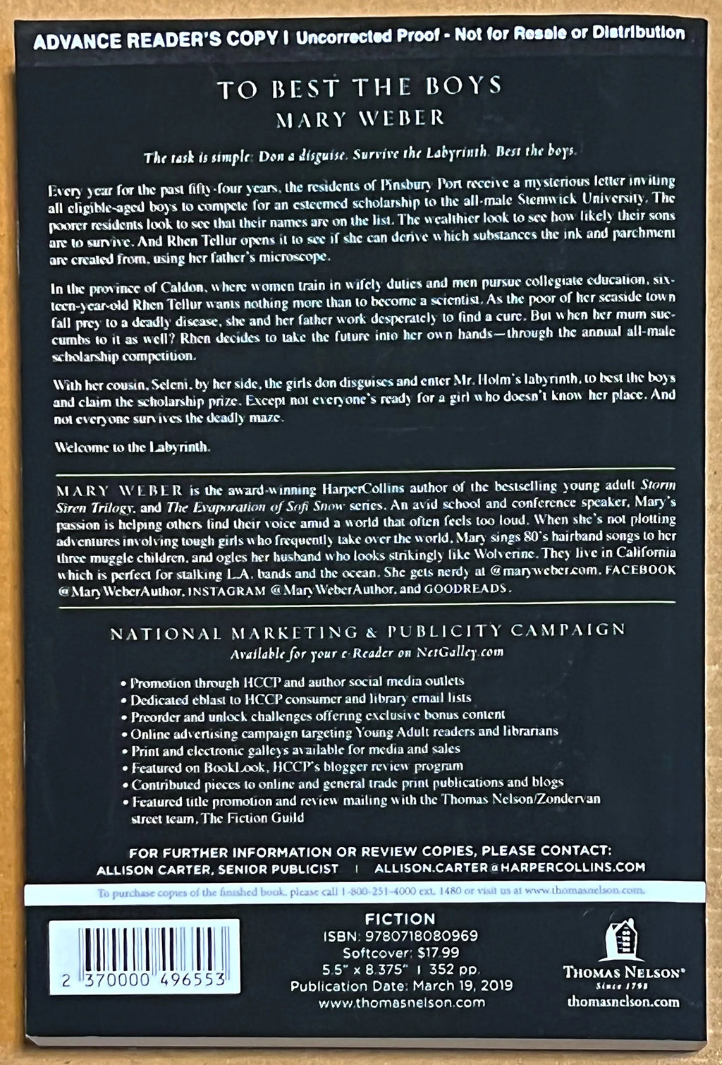 ARC To Best the Boys by Mary Weber