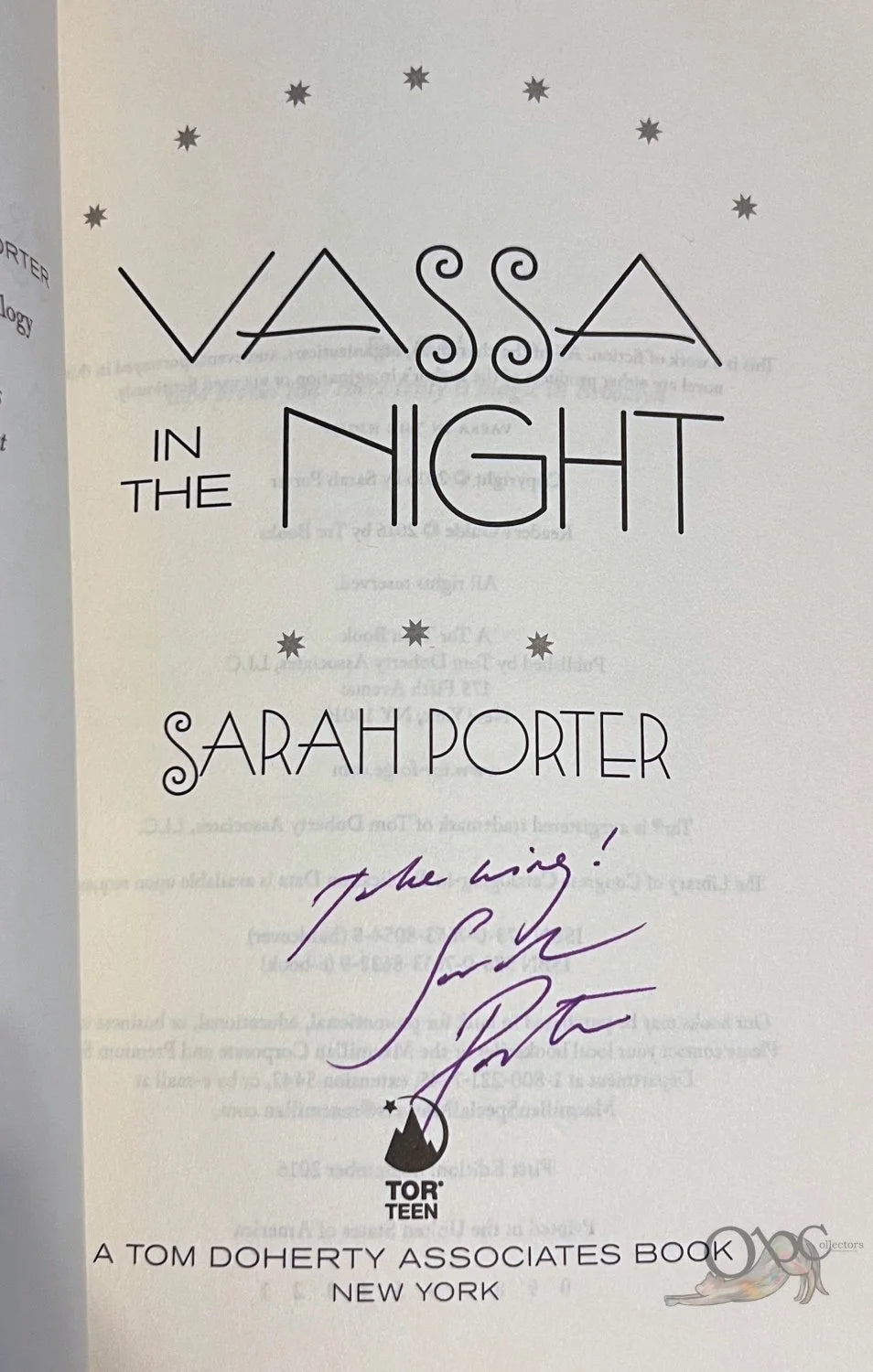 ARC Vassa in the Night by Sarah Porter