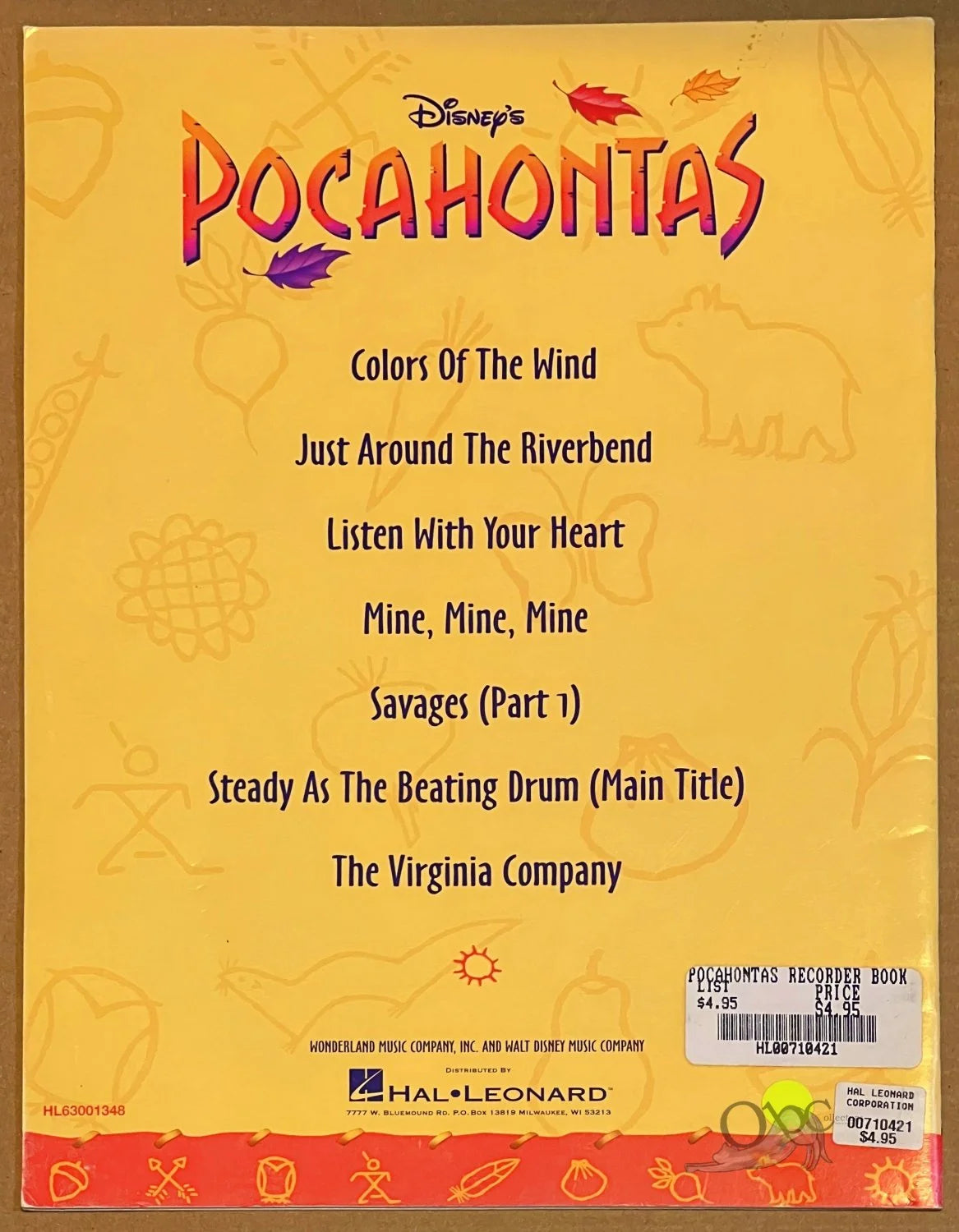 Disney Pocahontas: Recorder Fun! Songbook with Easy Instructions