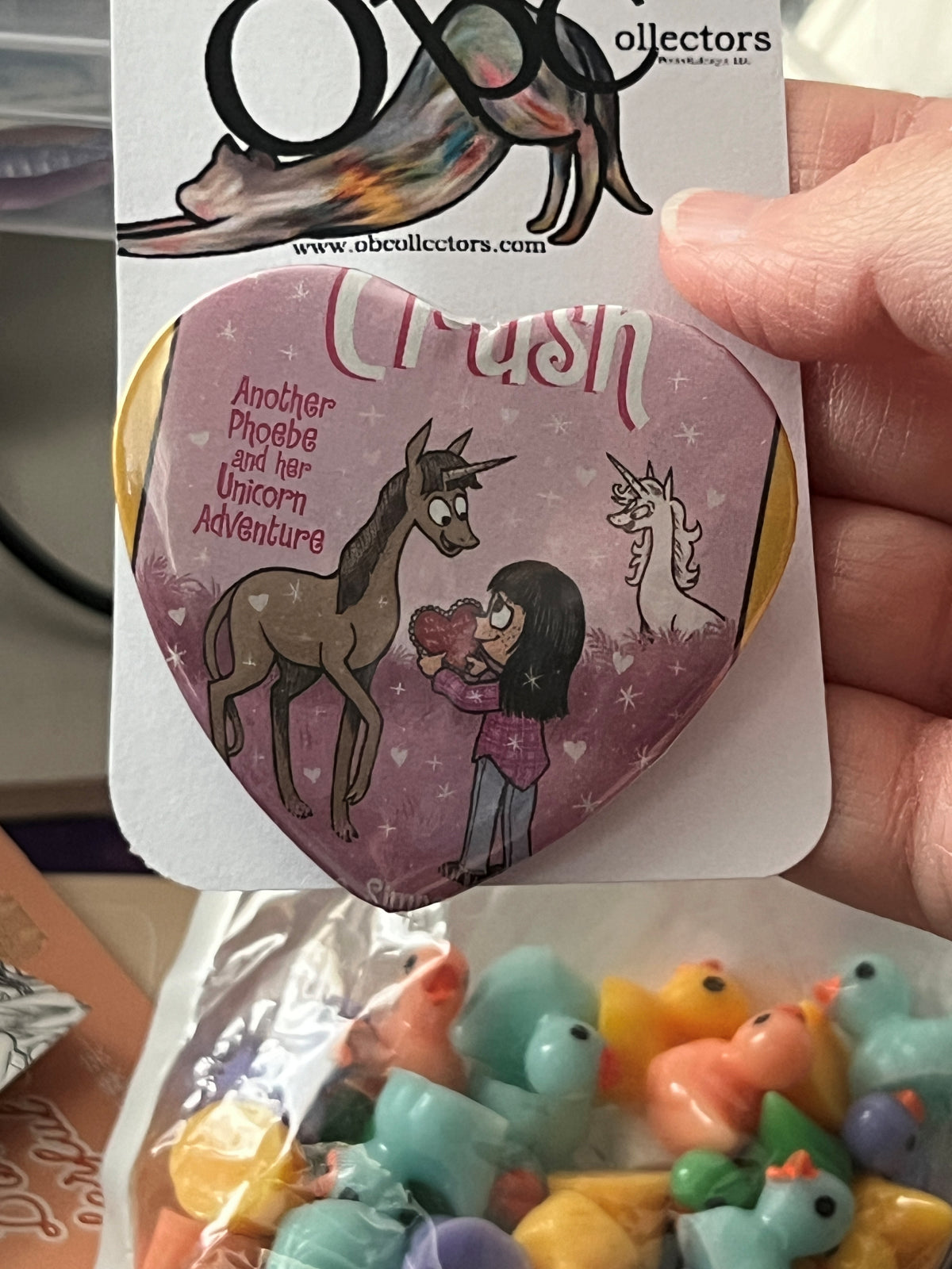 57mm I Love Unicorns Heart Button Pinback