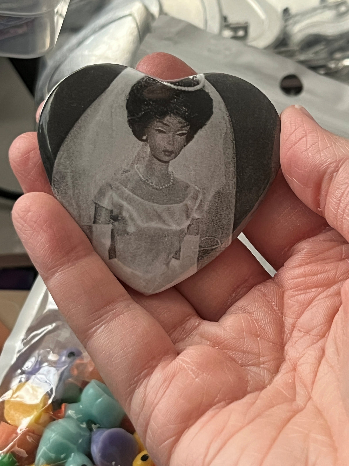 57mm Bridal Fashionista Doll Heart Button Pinback