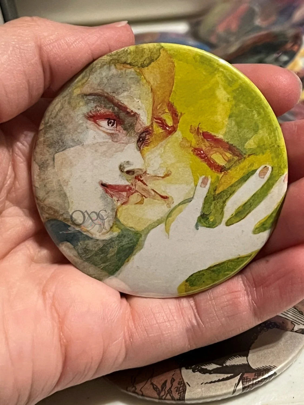 Romantic Couple --OOPS-- 2.28" OOAK Pocket Mirror