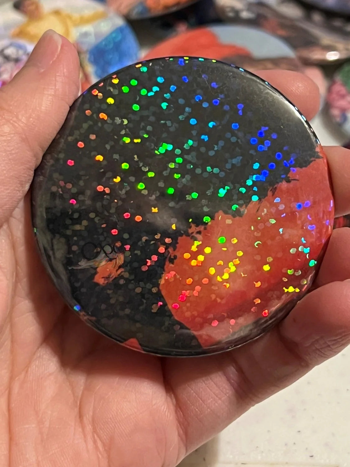 Tree --Dotted Holographic-- 2.28" OOAK Pocket Mirror