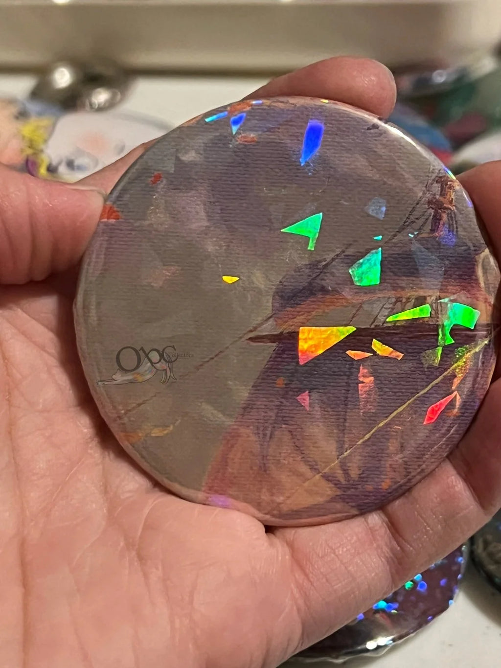 Sails --Gem Holographic-- 2.28" OOAK Pocket Mirror