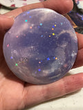 Blue Swirl --Stars Holographic-- 2.28" OOAK Pocket Mirror