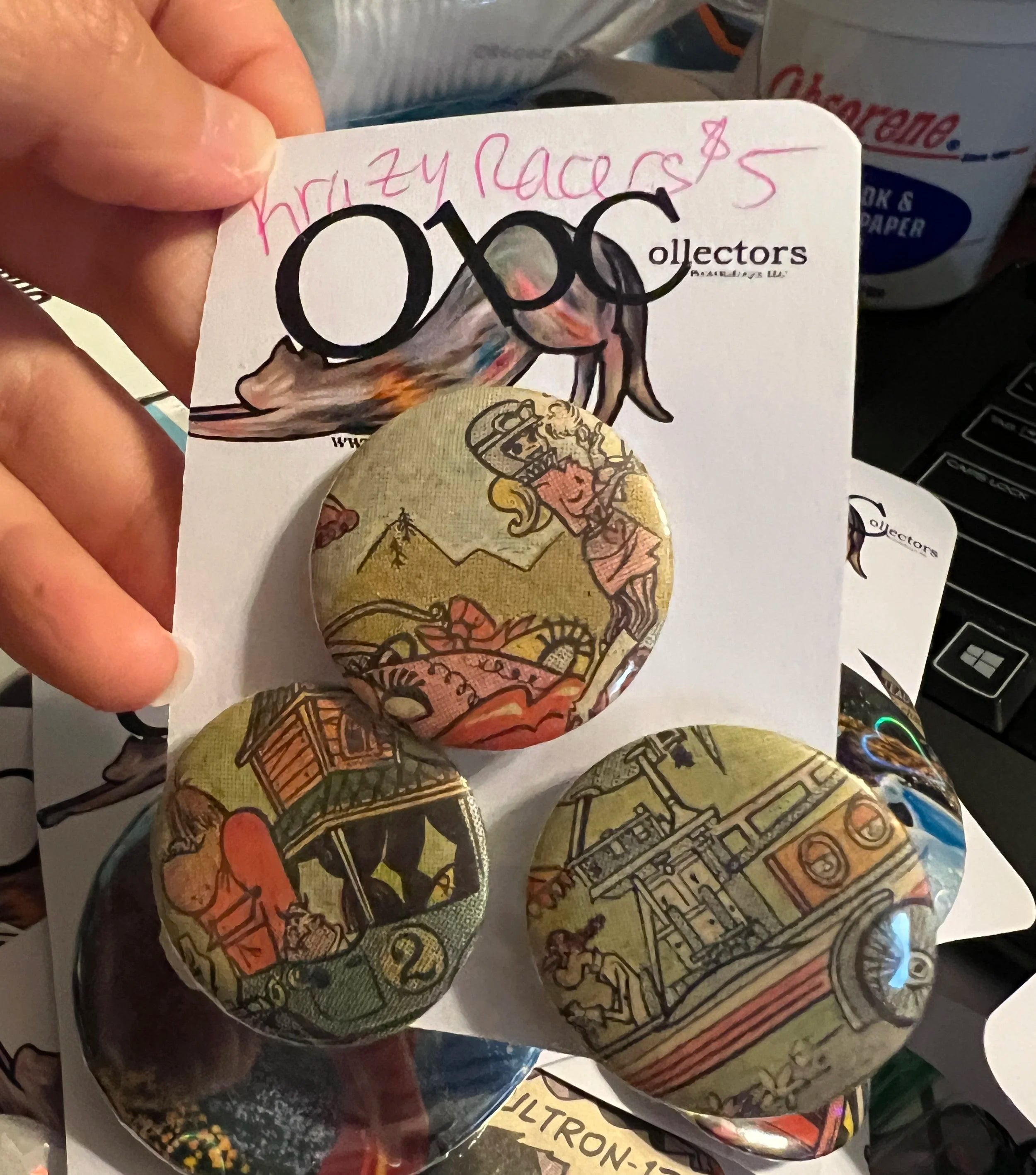 32mm 3-Pack Kwazy Racers OOAK (~1.25") Button Pinback