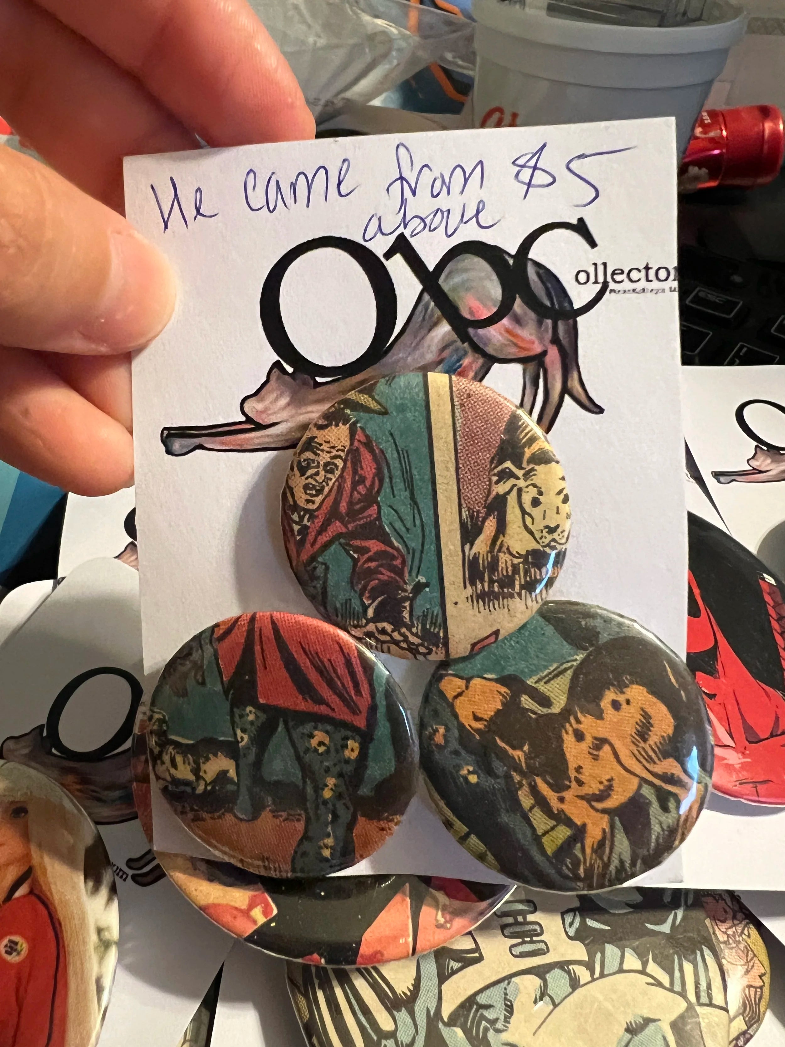 32mm 3-Pack Horror 'He Came From Above' OOAK (~1.25") Button Pinback