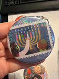 52mm Hannukah OOAK (~2.25") Button Pinback - Holographic Snowflakes