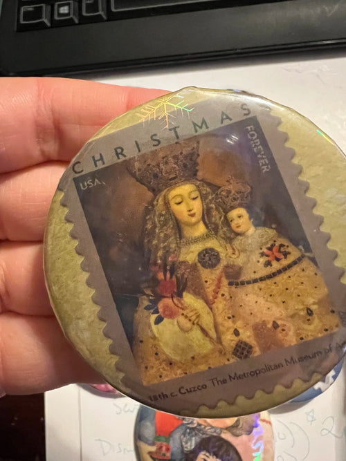 52mm Christmas OOAK (~2.25") Button Pinback - Holographic