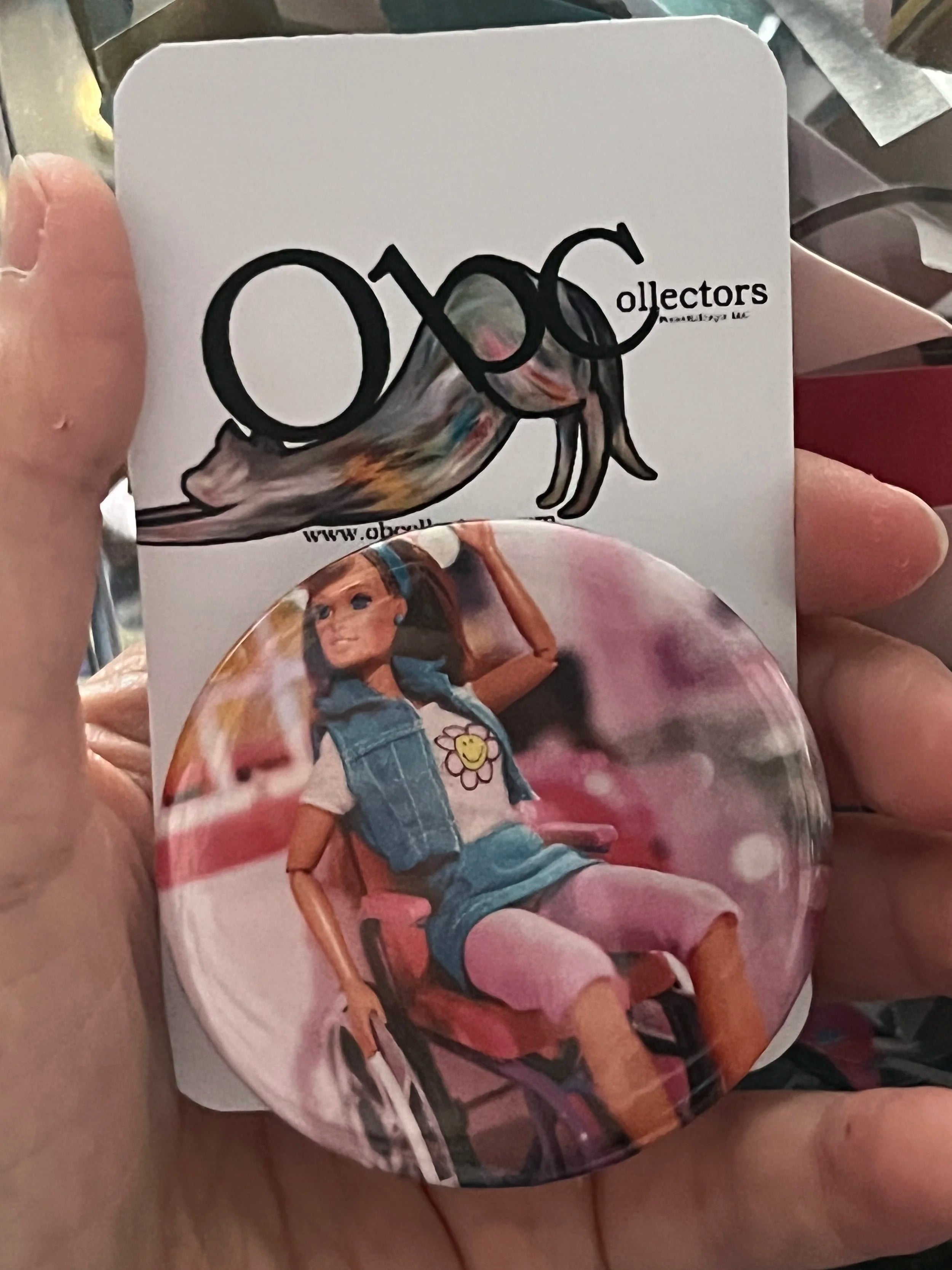 52mm Wheelchair Fashionista Doll OOAK (~2.25") Button Pinback