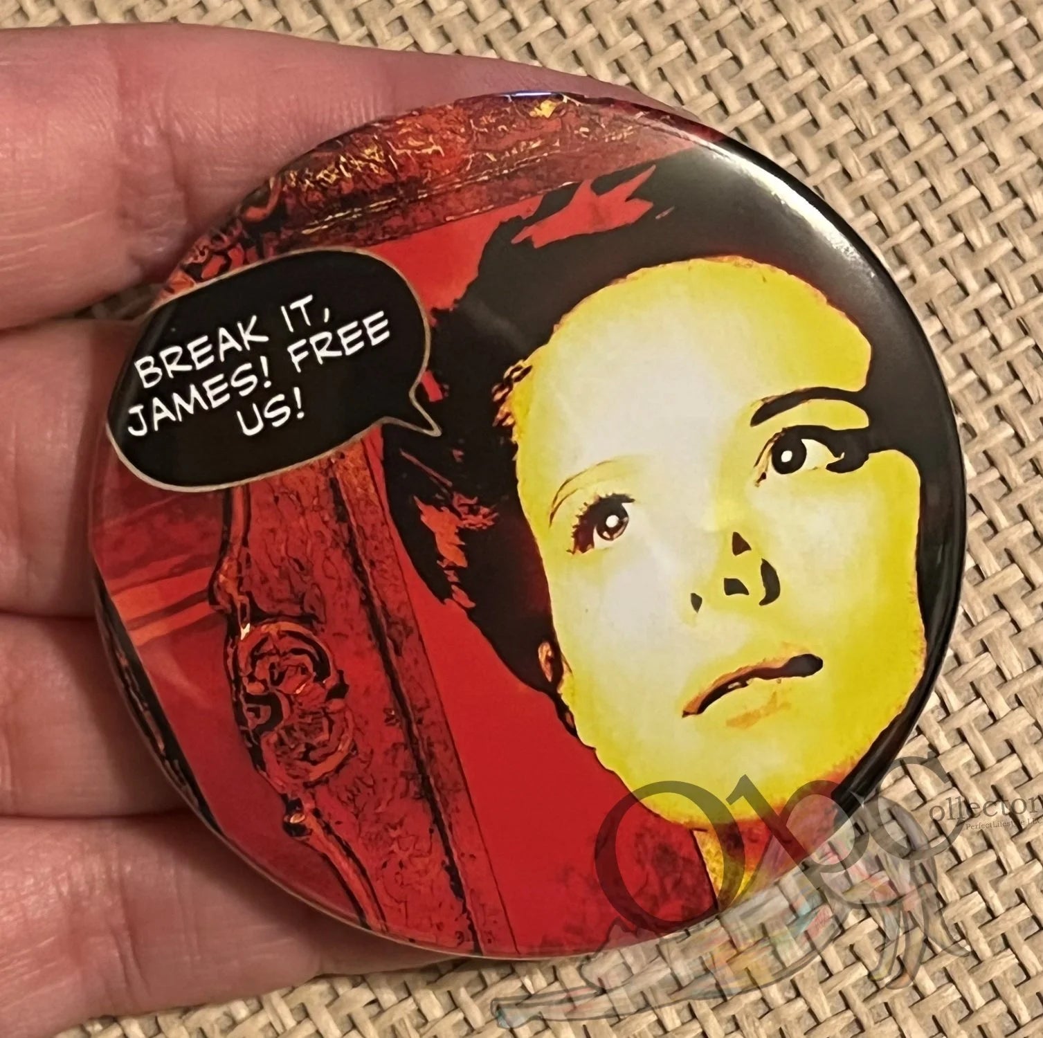 Creepy Woman "Break it, James. Free Us" 2.28" OOAK Pocket Mirror