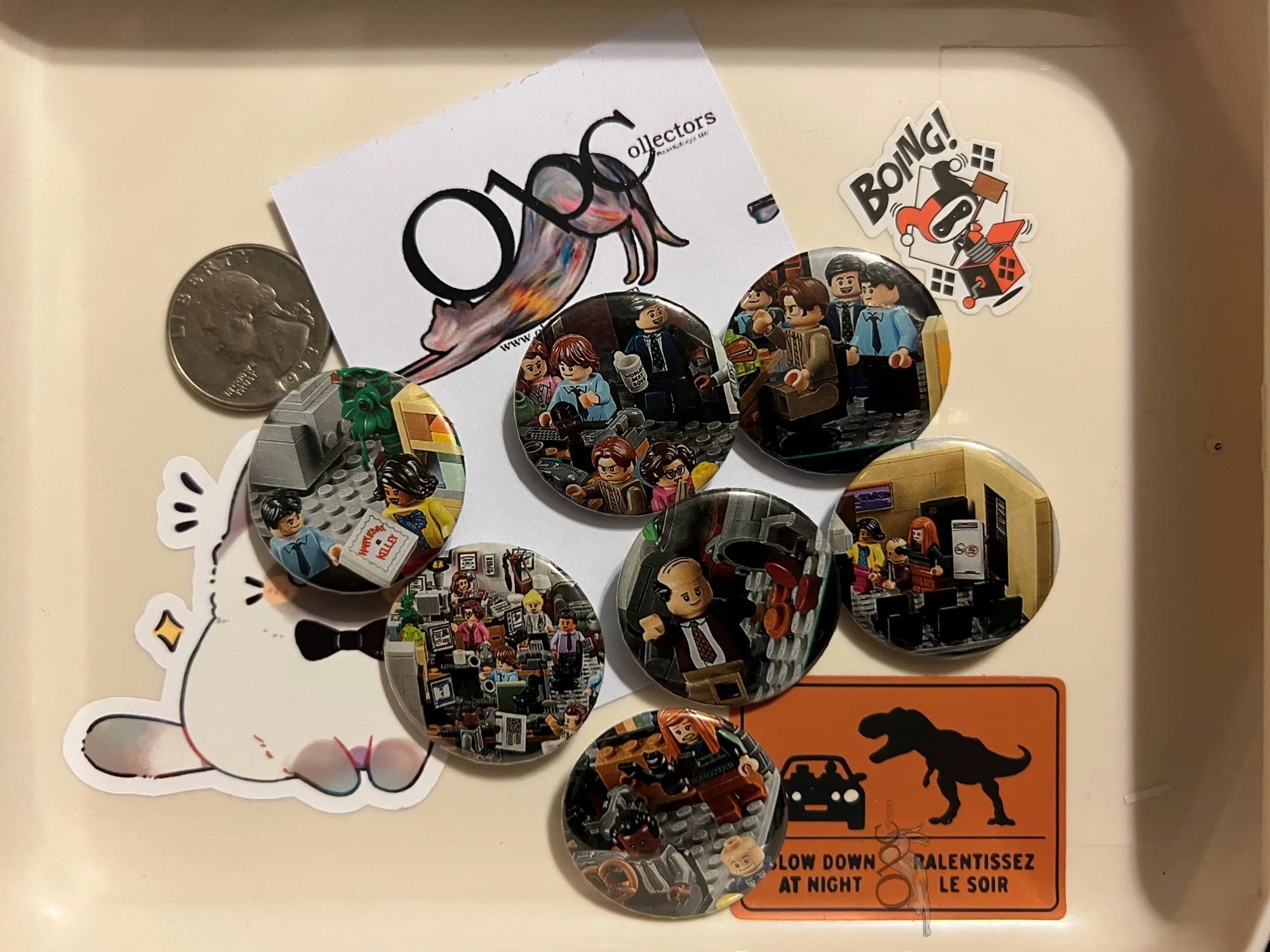 32mm 7-Pack Brick Office with Employees OOAk (~1.25") Button Pinback