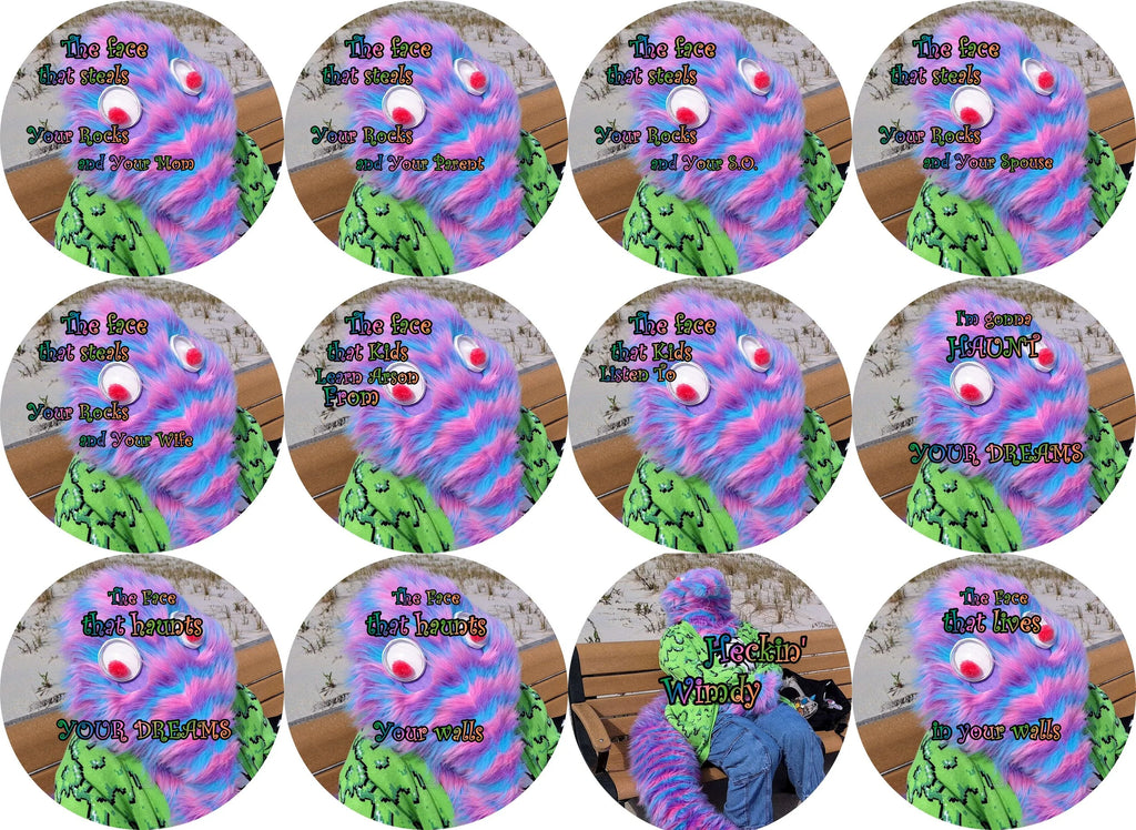 Blind Bag of MEMES Sherbert by Mon-G Button Pinbacks (3 52mm/2.25" Button Pinbacks)