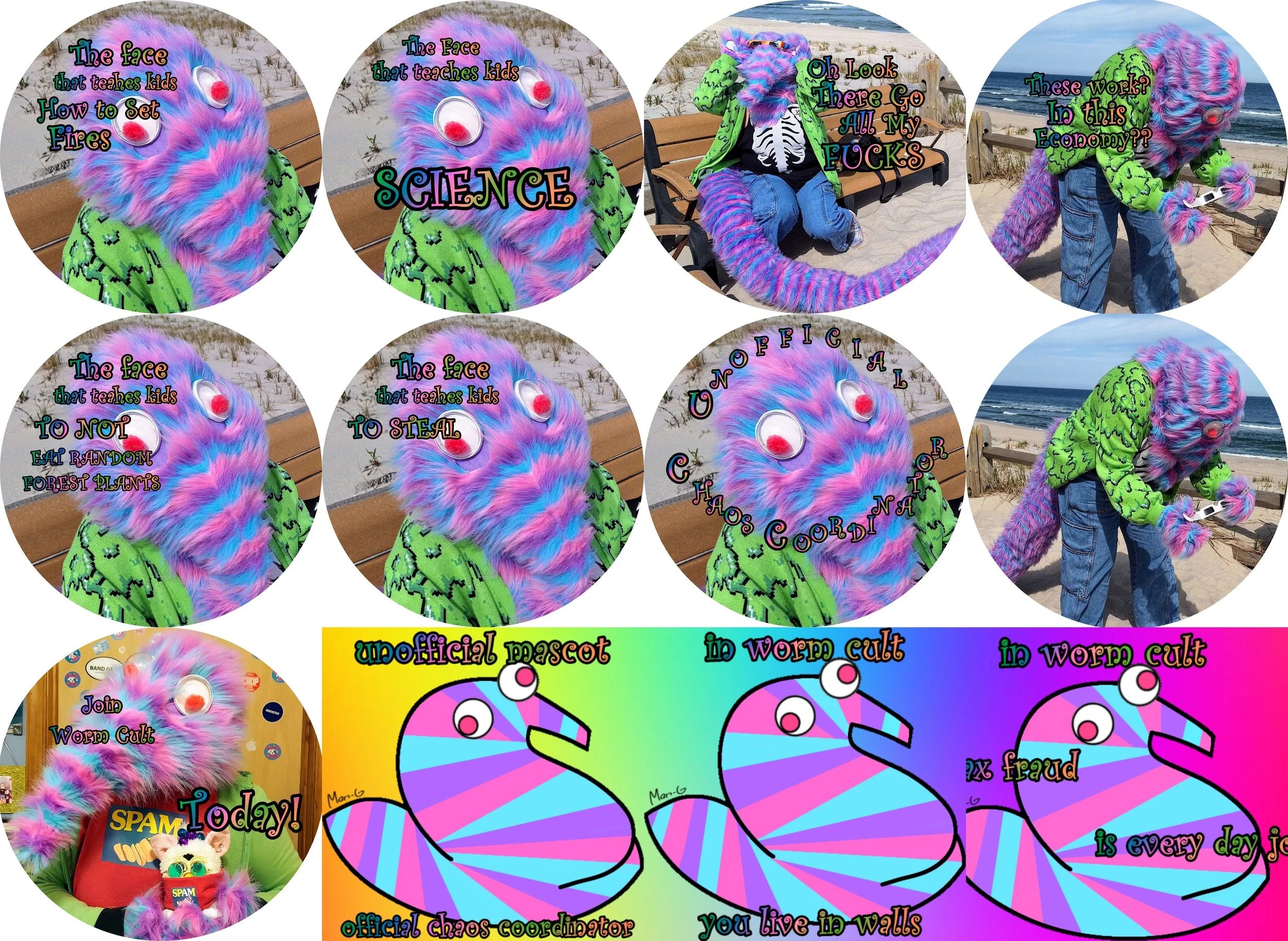 Blind Bag of MEMES Sherbert by Mon-G Button Pinbacks (3 52mm/2.25" Button Pinbacks)